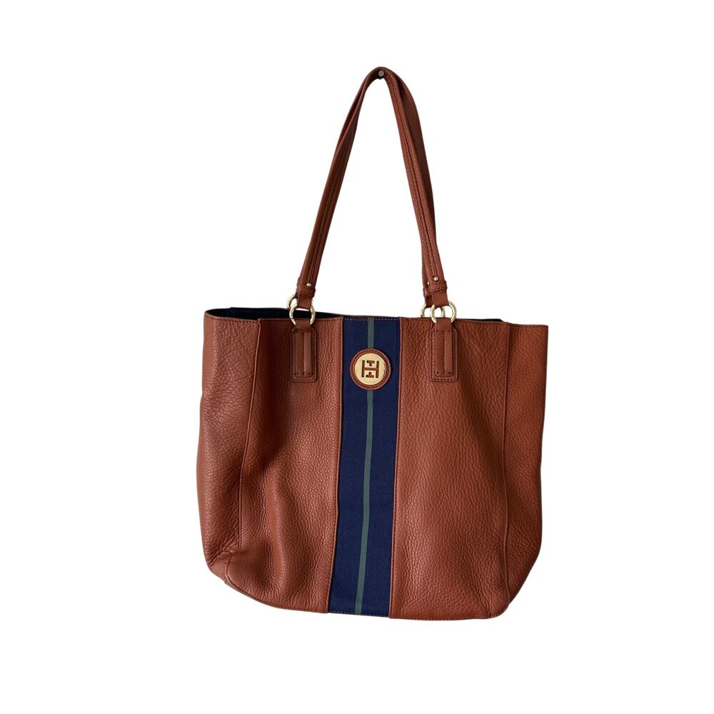 Tommy Hilfiger Brown Pebbled Leather Tote Purse